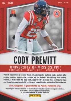 2015 Panini Prizm Collegiate Draft Picks - Autographs Prizms #168 Cody Prewitt Back