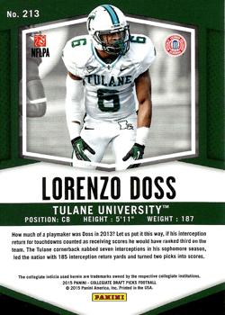 2015 Panini Prizm Collegiate Draft Picks - Prizms #213 Lorenzo Doss Back