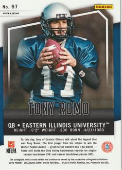 2015 Panini Prizm Collegiate Draft Picks - Prizms #97 Tony Romo Back