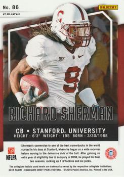 2015 Panini Prizm Collegiate Draft Picks - Prizms Red Power #86 Richard Sherman Back