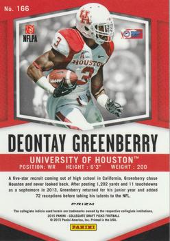 2015 Panini Prizm Collegiate Draft Picks - Prizms Red Power #166 Deontay Greenberry Back