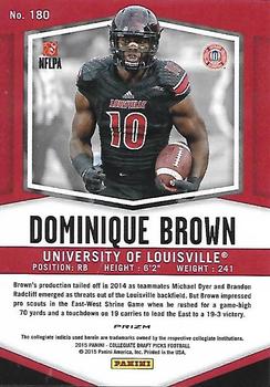 2015 Panini Prizm Collegiate Draft Picks - Prizms Red Power #180 Dominique Brown Back