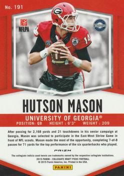 2015 Panini Prizm Collegiate Draft Picks - Prizms Red Power #191 Hutson Mason Back