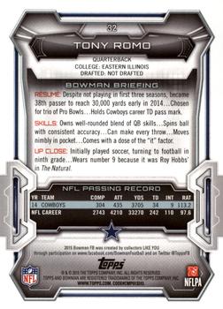 2015 Bowman - Veterans Black #32 Tony Romo Back