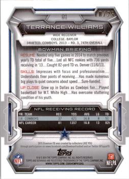 2015 Bowman - Veterans Red #31 Terrance Williams Back