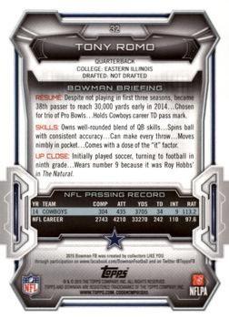 2015 Bowman - Veterans Rainbow Black #32 Tony Romo Back