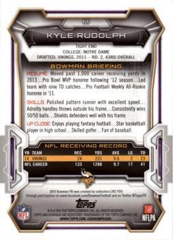 2015 Bowman - Veterans Rainbow Purple #66 Kyle Rudolph Back