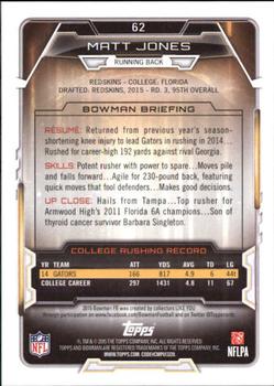 2015 Bowman - Rookies #62 Matt Jones Back