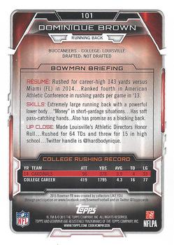 2015 Bowman - Rookies #101 Dominique Brown Back
