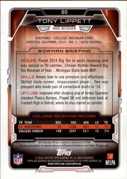 2015 Bowman - Rookies Black #80 Tony Lippett Back