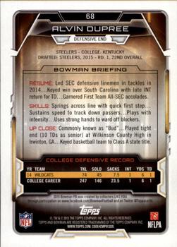 2015 Bowman - Rookies Rainbow Black #68 Alvin Dupree Back