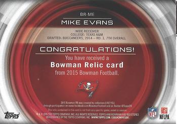 2015 Bowman - Relics Blue #BR-ME Mike Evans Back