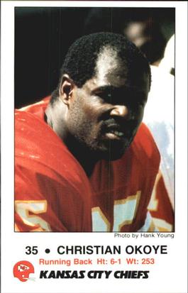 1988 Kansas City Chiefs Police #5 Christian Okoye Front