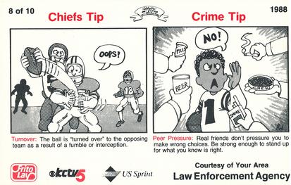 1988 Kansas City Chiefs Police #8 Albert Lewis Back