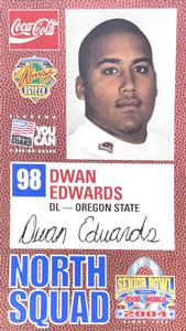 2004 Senior Bowl #NNO Dwan Edwards Front