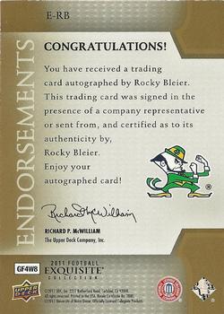 2011 Upper Deck Exquisite Collection - Endorsements #E-RB Rocky Bleier Back