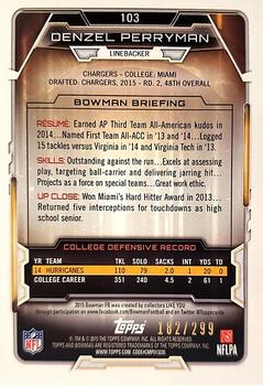 2015 Bowman - Rookies Orange #103 Denzel Perryman Back