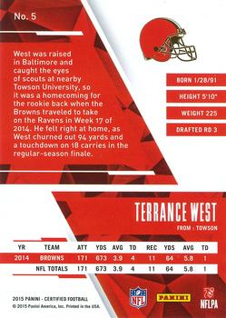 2015 Panini Certified #5 Terrance West Back
