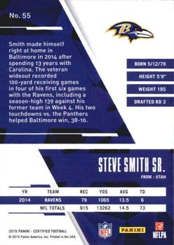 2015 Panini Certified #55 Steve Smith Sr. Back