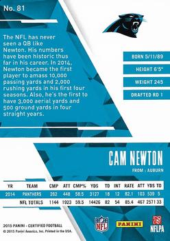 2015 Panini Certified #81 Cam Newton Back