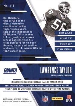2015 Panini Certified #111 Lawrence Taylor Back