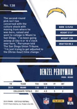 2015 Panini Certified #138 Denzel Perryman Back