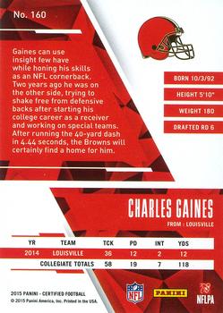 2015 Panini Certified #160 Charles Gaines Back