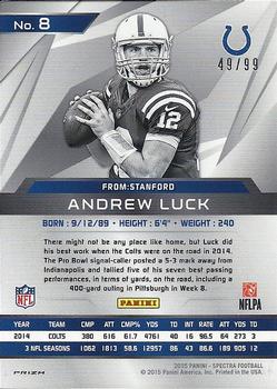 2015 Panini Spectra #8 Andrew Luck Back