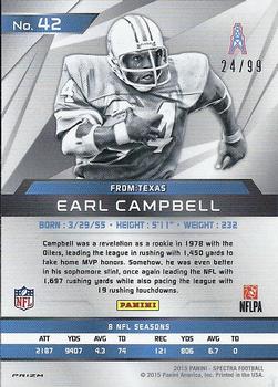 2015 Panini Spectra #42 Earl Campbell Back