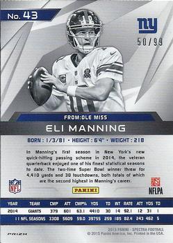 2015 Panini Spectra #43 Eli Manning Back