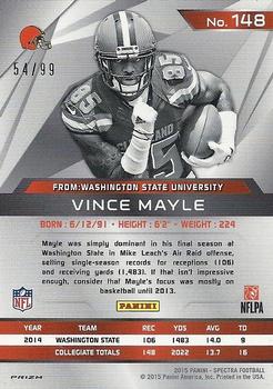 2015 Panini Spectra #148 Vince Mayle Back