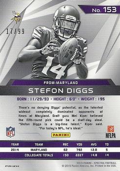 2015 Panini Spectra #153 Stefon Diggs Back