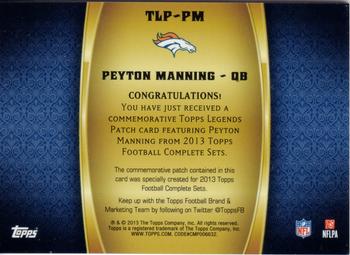 2013 Topps - Patches #TLP-PM Peyton Manning Back