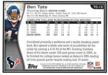 2010 Topps - Bowman Target #TC-13 Ben Tate Back