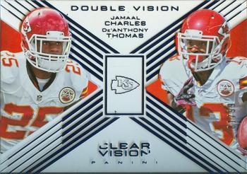 2015 Panini Clear Vision - Double Vision - Blue #DV-6 De'Anthony Thomas / Jamaal Charles Front