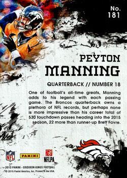 2015 Panini Gridiron Kings #181 Peyton Manning Back