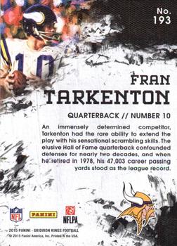 2015 Panini Gridiron Kings #193 Fran Tarkenton Back