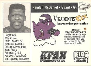 1995 Minnesota Vikings Police #2 Randall McDaniel Back