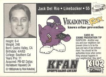 1995 Minnesota Vikings Police #4 Jack Del Rio Back
