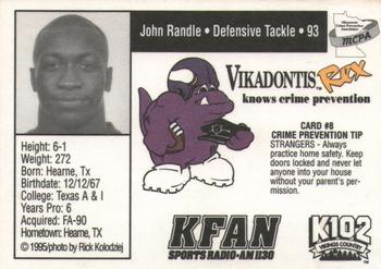 1995 Minnesota Vikings Police #8 John Randle Back