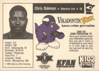 1991 Minnesota Vikings Police #10 Chris Doleman Back