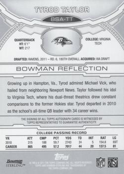2011 Bowman Sterling - Autographs Blue Refractors #BSA-TT Tyrod Taylor Back