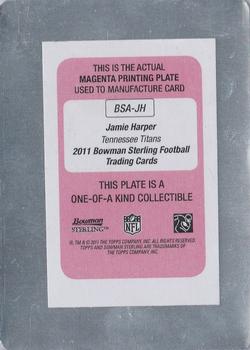 2011 Bowman Sterling - Autographs Printing Plates Magenta #BSA-JH Jamie Harper Back