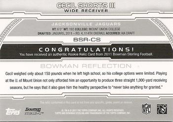 2011 Bowman Sterling - Relic Refractors #BSR-CS Cecil Shorts III Back