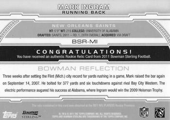 2011 Bowman Sterling - Relic Blue Refractors #BSR-MI Mark Ingram Back