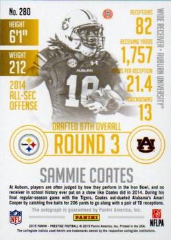 2015 Panini Prestige - Rookie Signatures Extra Points Red #280 Sammie Coates Back