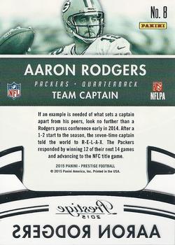 2015 Panini Prestige - Captains Collection #8 Aaron Rodgers Back