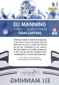 2015 Panini Prestige - Captains Collection #9 Eli Manning Back