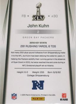 2011 Panini Green Bay Packers Super Bowl XLV #2 John Kuhn Back