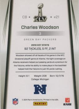 2011 Panini Green Bay Packers Super Bowl XLV #3 Charles Woodson Back
